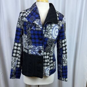 Linea Domani Blue and Black Patterned Women's Blazer, Medium